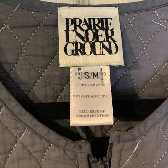 Prairie Underground Quilted Vest Size S / M Women's Gray Full Zip Oversized - Picture 4 of 8